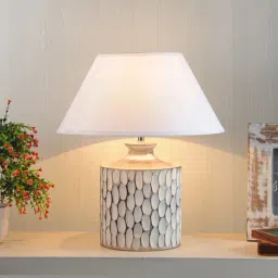 Kapoor E Illuminations Garlen White Wooden Table Lamp - Set of 1-29