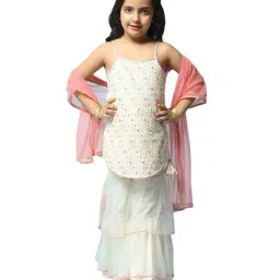 BIBA Girls Cream & Pink Embroidered Kurta Set-image-17