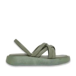 Styli Women's Olive Sling Back Wedges-image-60