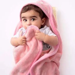 Haus & Kinder Pink Polyester 450 GSM Baby Hooded Blanket-28