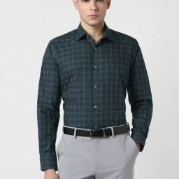 Van Heusen Navy Regular Fit Checks Shirt-picture-10