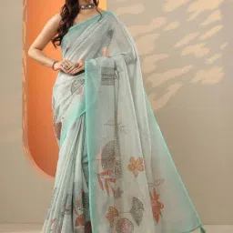 Libas Blue Regular Fit Embellished Saree With Unstitched Blouse-picture-18