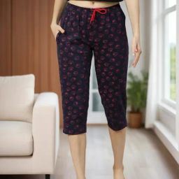 Kryptic Navy Blue Cotton Printed Capris-picture-10