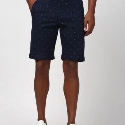 Peter England Navy Cotton Regular Fit Printed Shorts-picture-43