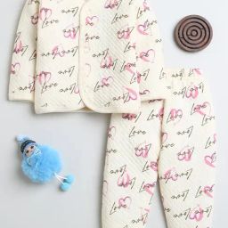 Bumzee Girls Cream Printed Full Sleeves Jabla with Pyjamas-image-64