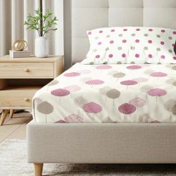 Urban Space Drops Pink Cotton Printed 200 TC Single Bedsheet with 1 Pillow Cover-image-15