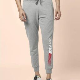 People by Pantaloons Grey Melange Slim Fit Printed Joggers-picture-14