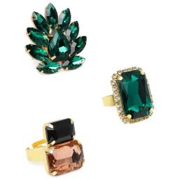 Zaveri Pearls Combo of 3 Party Bling Adjustable Finger Rings For Women-ZPFK10366-24