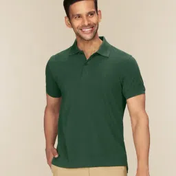 XYXX Basil Green Cotton Regular Fit Polo T-Shirts-image-68
