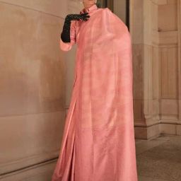 Odette Pink Silk Blend Woven Saree With Unstitched Blouse-picture-39