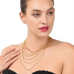 Zaveri Pearls Gold Tone Multi Layers Chain Contemporary Necklace-ZPFK10431-25