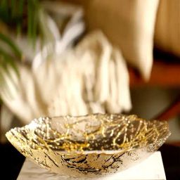 INV Home Gold Glass Flavia Big Shallow Serving Bowl-38