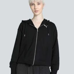 Puma Puma Black Cotton Plain Hoodie-image-59