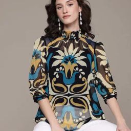 Label Ritu Kumar Black Flawie Top With Camisole-picture-18