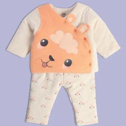 MINIKLUB Kids Beige Printed Full Sleeves Top with Pants-image-13