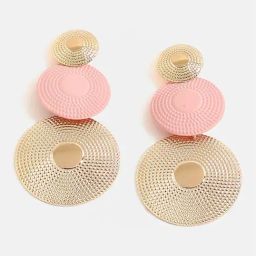 Sohi Gold Plated Pink Dangler Earrings-image-16