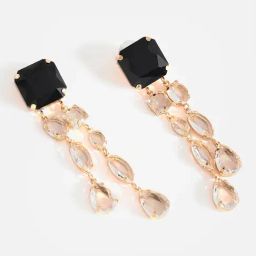 Sohi Green Stone Gold Contemporary Drop Earrings-5