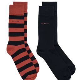 Gant Black & Orange Striped Socks (Free Size) - Pack of 2-image-30
