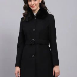 Monte Carlo Black Wool Regular Fit Coat-image-36