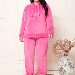 TAG 7 Pink Velvet Relaxed Fit Lounge Wear-43