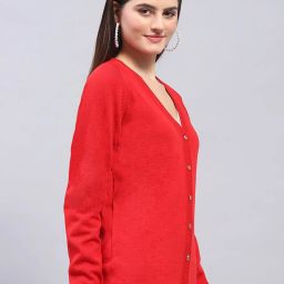 Monte Carlo Red Wool Regular Fit Cardigan image 4