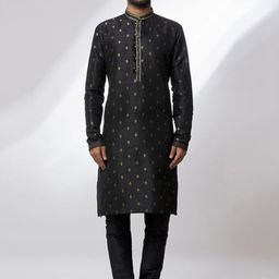 Samyukta Singhania Men Floral Embroidered Regular Kurta with Trousers-picture-56