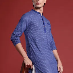 Anouk Chevron Printed Indigo Kurta-picture-25