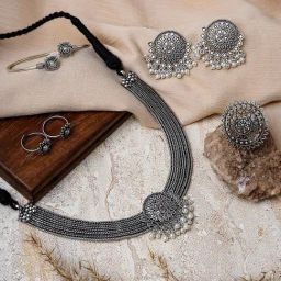 Teejh Saanchal Silver Oxidised Jewellery Set-image-21