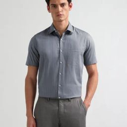 Arrow Grey Cotton Regular Fit Striped Shirt-picture-36
