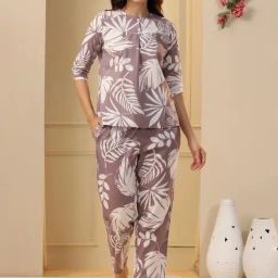 SAY Purple Printed Pyjamas Set-image-41