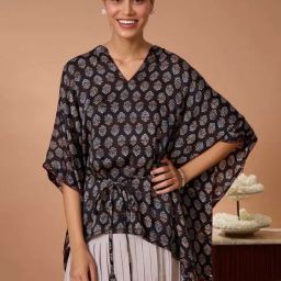 Okhai Black Printed Kaftan Top-image-12