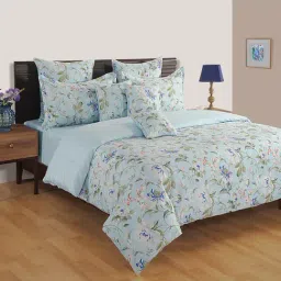 Swayam Blue Cotton Floral King Bed Sheets 2 Pillow Covers-image-61