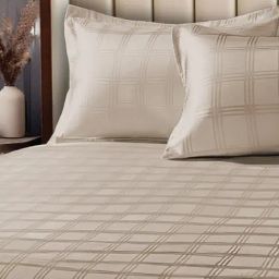 Urban Space Beige Checks Cotton Printed 300 TC King Bedsheet Cotton with 2 Pillow Covers-image-18