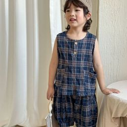 LULU & SKY Girls Checked Top with Shorts-image-90
