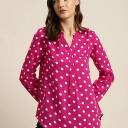 Qurvii Dark Pink Printed Top-image-100