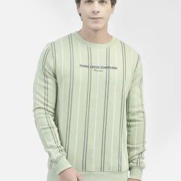 Crimsoune Club Green Regular Fit Striped Sweatshirt-image-94