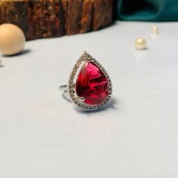 Abdesigns Sophisticated Drop Shape Silver Plated Ring-10