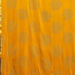 LADUSAA Yellow Printed Saree With Unstitched Blouse image 4