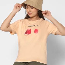 TeenTrums Girls Peach Printed T-Shirt-image-85