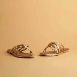 Eridani Women's Defny Rose Gold Cross Strap Sandals-image-17