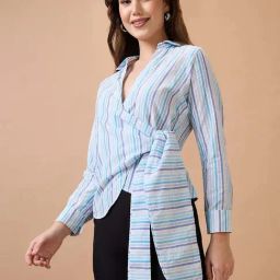Globus Blue Regular Fit Striped Top-picture-47