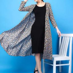 Cation Multicolored Cotton Printed Long Cape-image-19