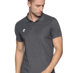 Omtex Grey Regular Fit Solid Polo T-Shirt-image-15