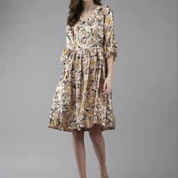 CORSICA Floral Print Bell Sleeve Crepe Fit & Flare Dress-image-24