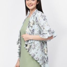 LELA Floral Printed Longline Asymmetric Open Front Shrug image 5