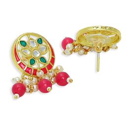 Anouk Set of 2 Gold-Plated Kundan Circular Shaped Meenakari Circular Shaped Drop Earrings image 5