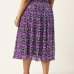 Antheaa Curve Plus Size Pleated Abstract Printed A-Line Midi Skirt image 4