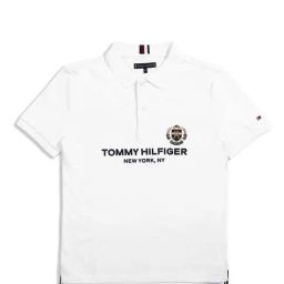 Tommy Hilfiger Kids White Cotton Logo Polo T-Shirt-picture-32