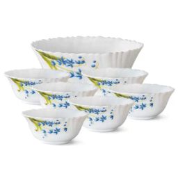 Larah by Borosil White Opalware Serving Bowl - Set of 7-14