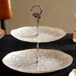 INV Home White Glass Alyona Two Tier Cup Cake & Cookie Stand-28
